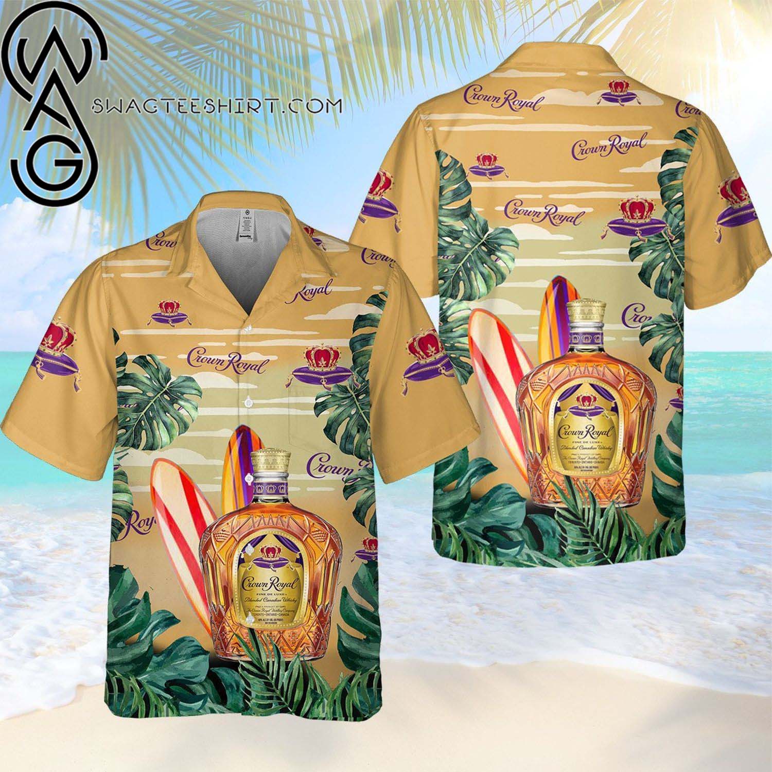 Crown Royal Swag Corn All Over Print Summer Aloha Summer Beach Hawaiian Shirt And Beach Shorts Version Purple