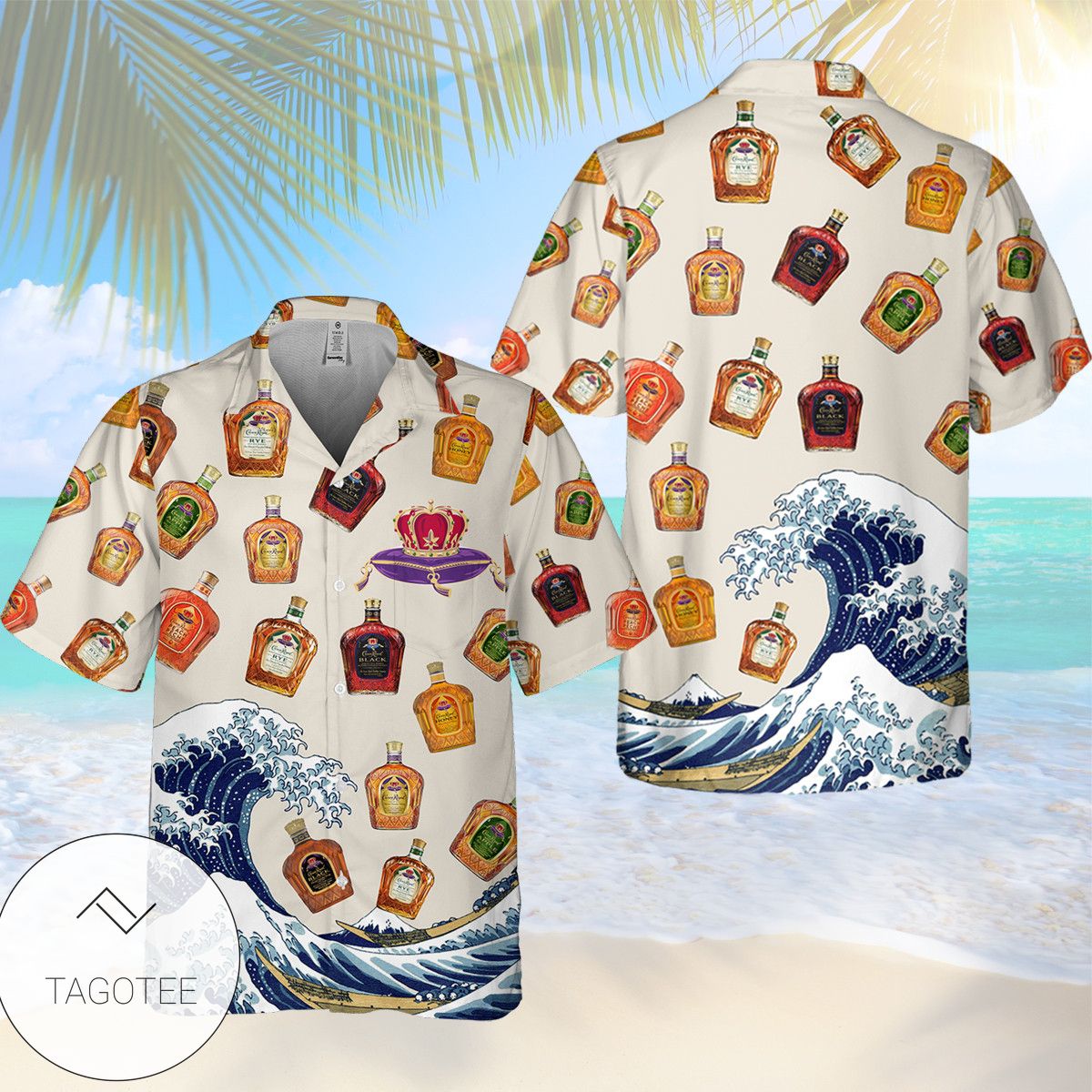 Crown Royal Vanilla Bottle All Over Print 3D Hawaiian Shirt And Beach Short