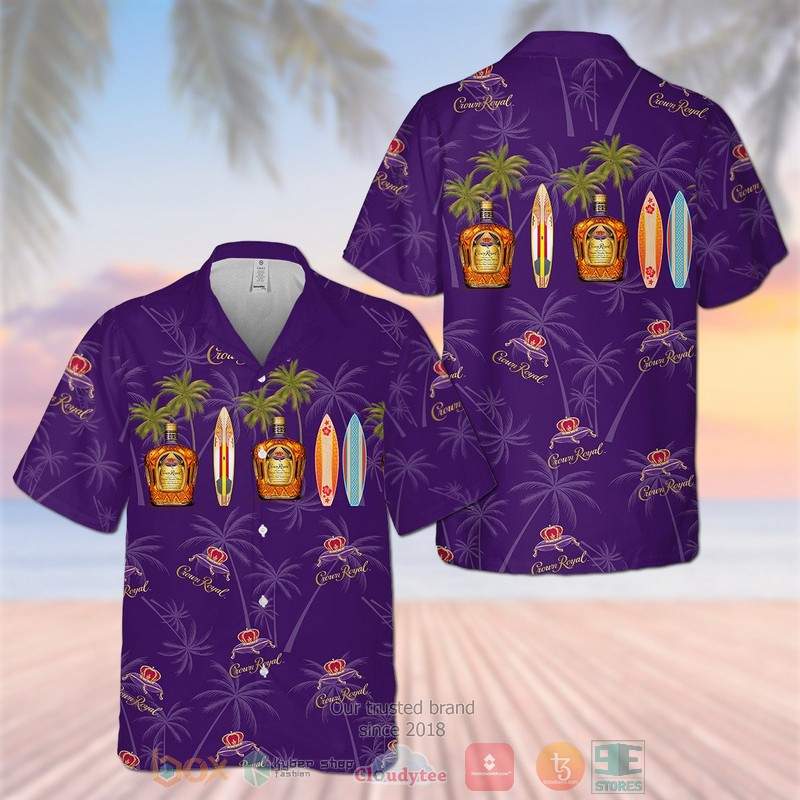 Crown Royal white purple Hawaiian shirt