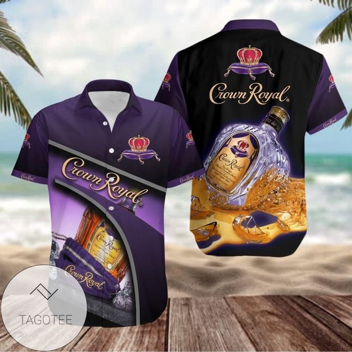 Crown Royal Whiskey US Flag Hawaiian Shirt