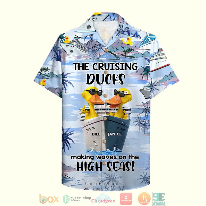 Cruising Ducks Cruise Quackers The Coolest Ducks At Sea Palm Cruise Pattern Hawaiian Shirt