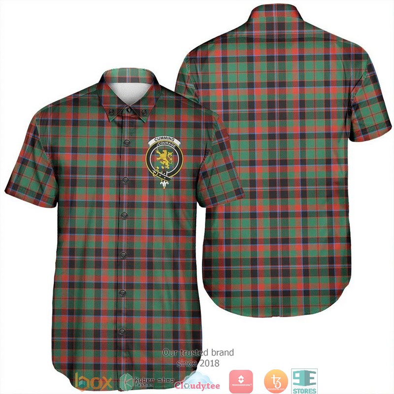 Cumming Hunting Ancient Tartan Crest Personalized Short Sleeve Hawaiian Shirt