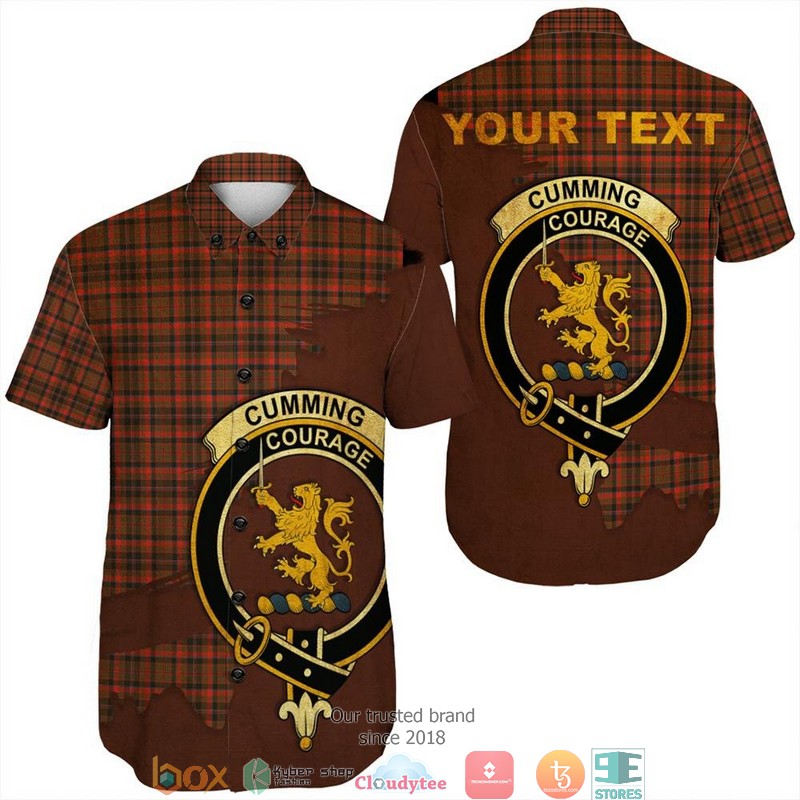 Cumming Modern Tartan Crest Personalized Short Sleeve Hawaiian Shirt