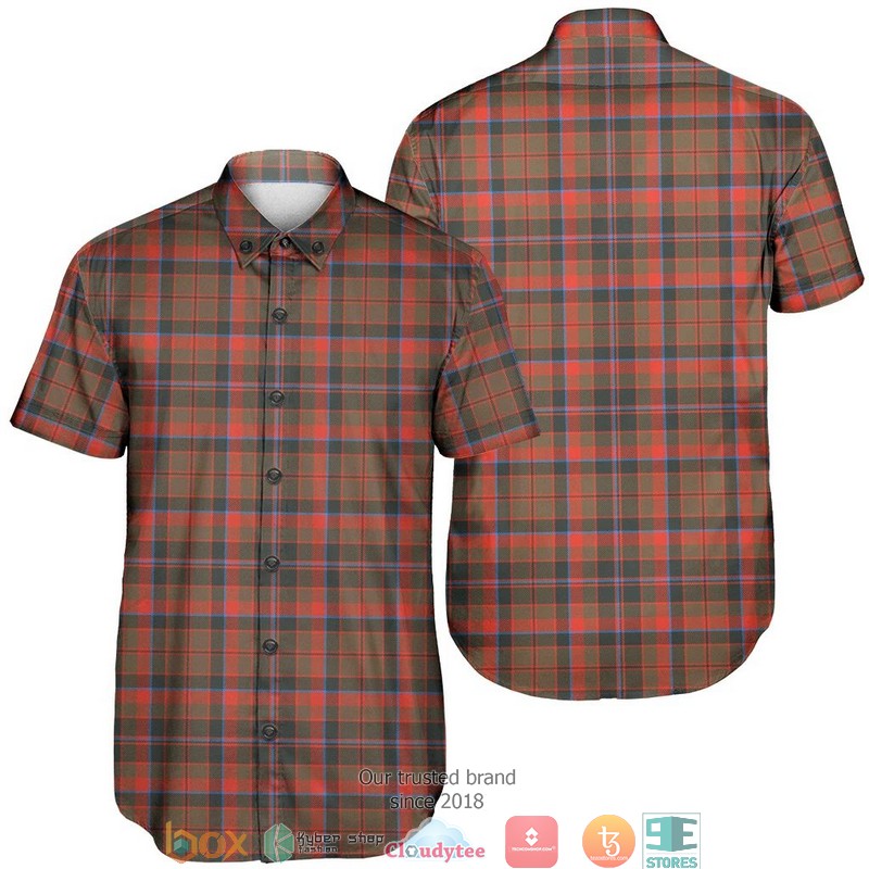 Cumming Modern Tartan Crest Personalized Short Sleeve Hawaiian Shirt