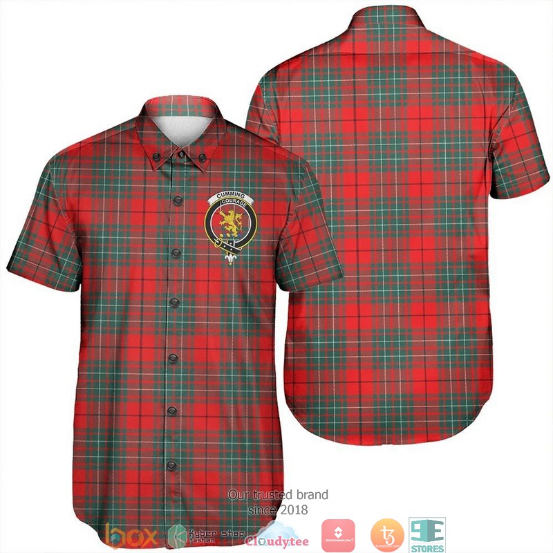 Cunningham Burgundy Dancers Tartan Short Sleeve Hawaiian Shirt