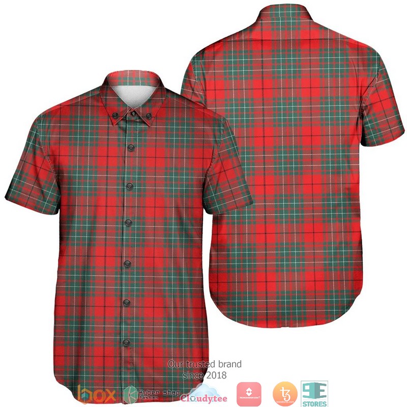 Cumming Hunting Weathered Tartan Crest Short Sleeve Hawaiian Shirt