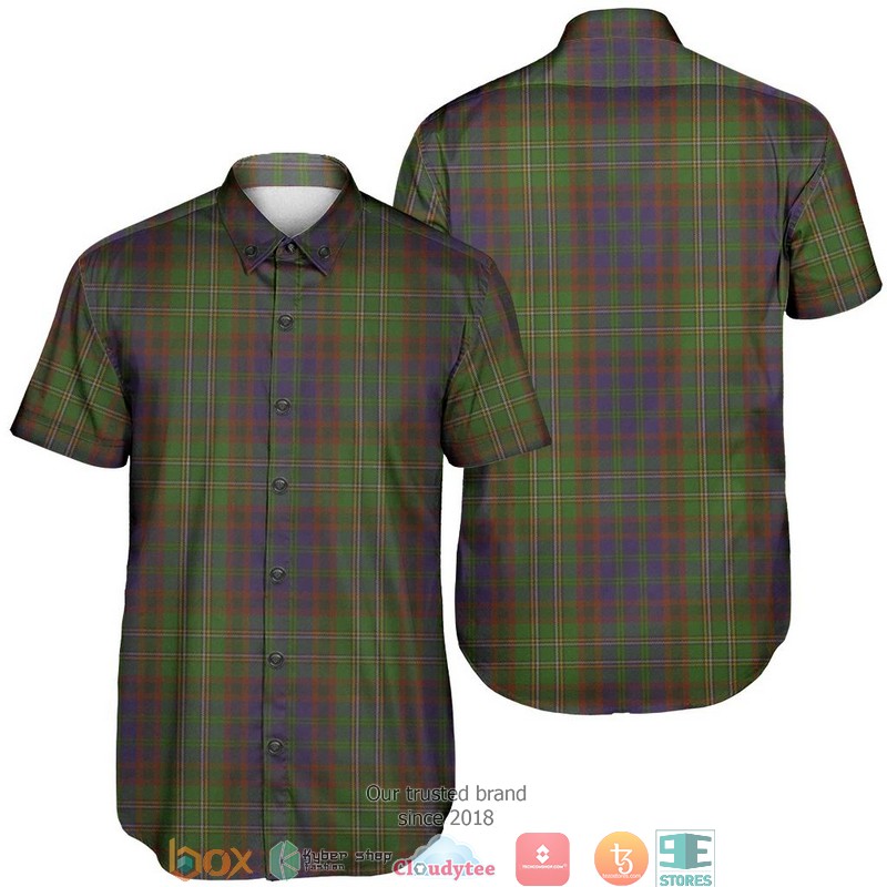 Cunningham Modern Tartan Crest Personalized Short Sleeve Hawaiian Shirt