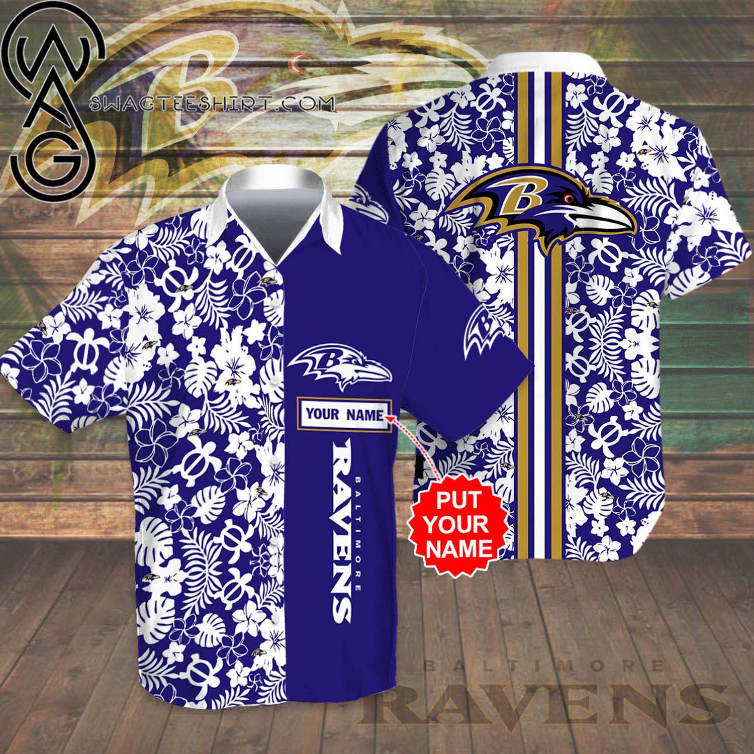 Custom Baltimore Ravens All Over Print Hawaiian Shirt And Beach Shorts