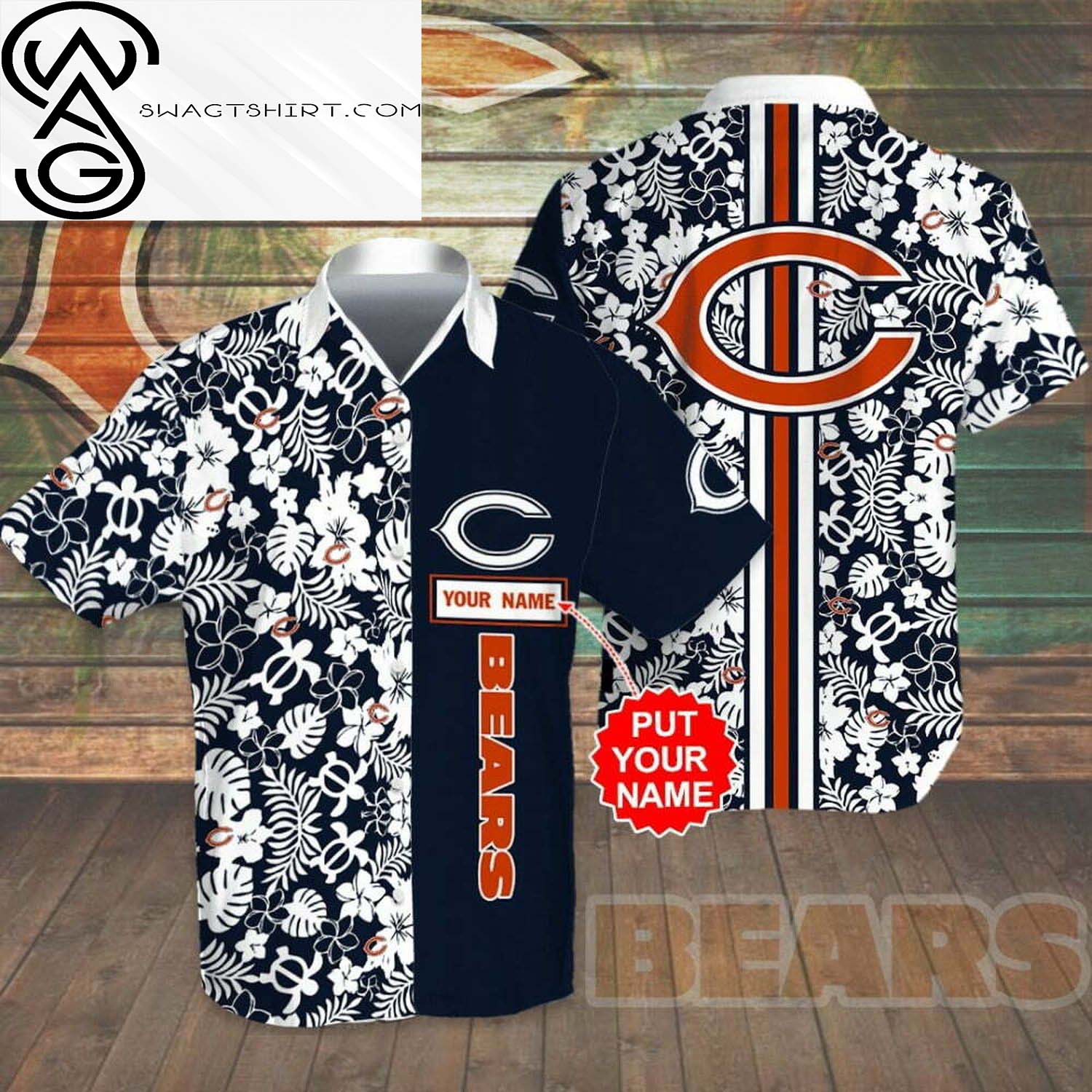 Custom Chicago Bears All Over Print Summer Vacation Hawaiian Shirt And Beach Shorts