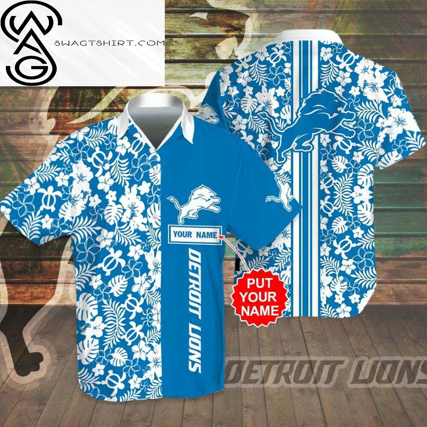 Custom Detroit Lions All Over Print Hawaiian Shirt And Beach Shorts