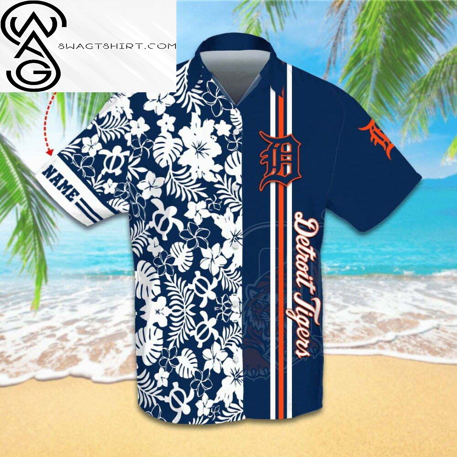 Custom Detroit Tigers All Over Print Summer Vacation Hawaiian Shirt