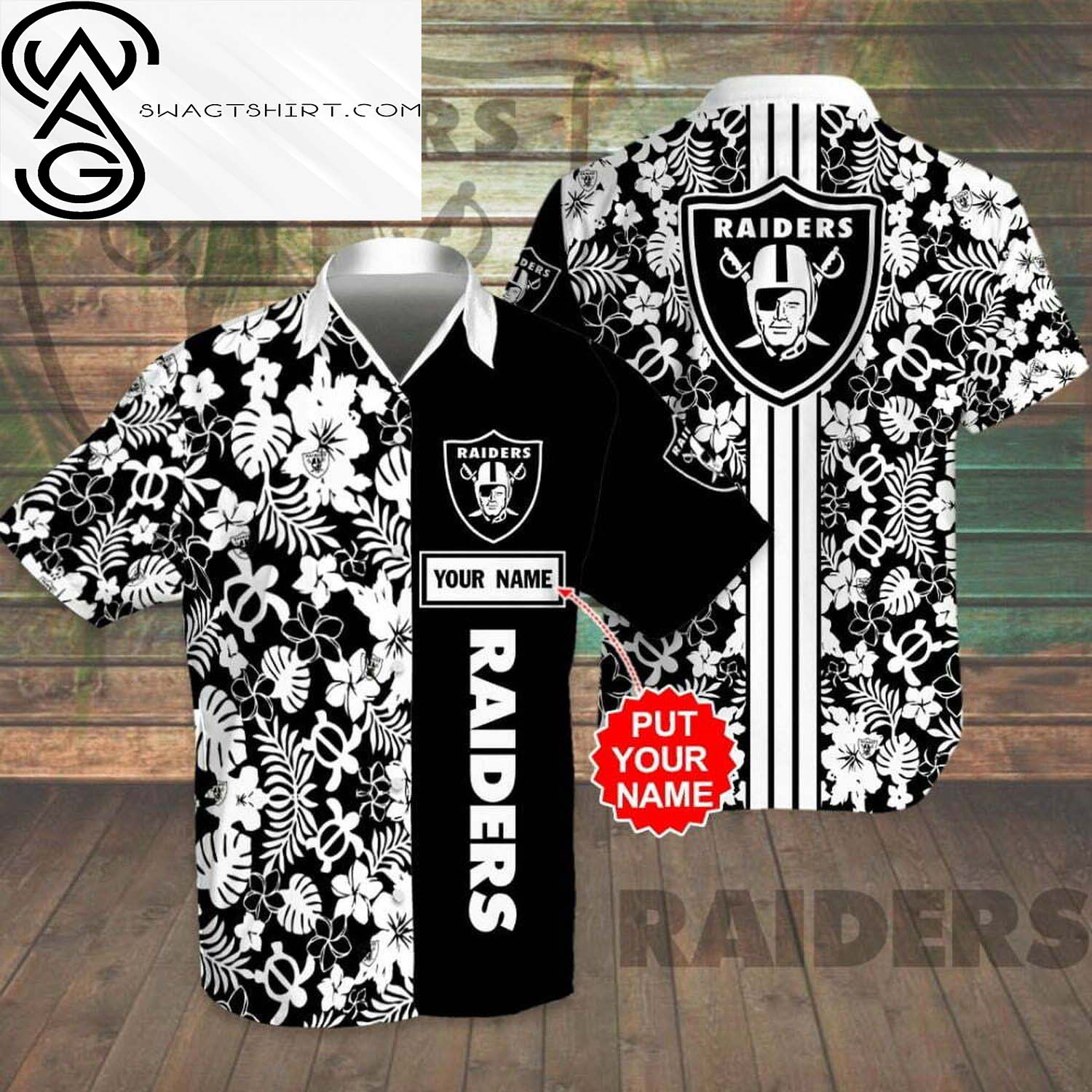 Custom Floral Las Vegas Raiders All Over Print Hawaiian Shirt And Beach Shorts