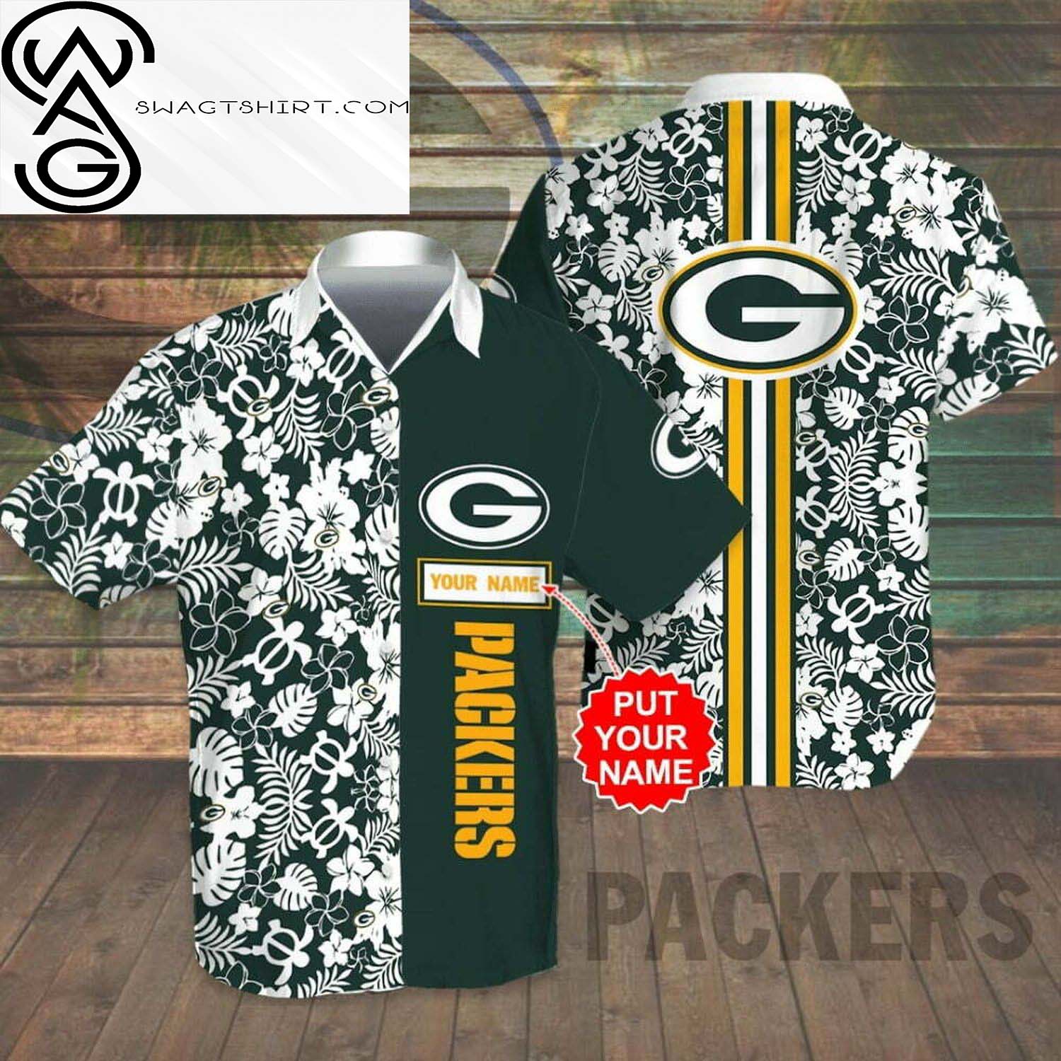 Custom Green Bay Packers All Over Print Hawaiian Shirt And Beach Shorts