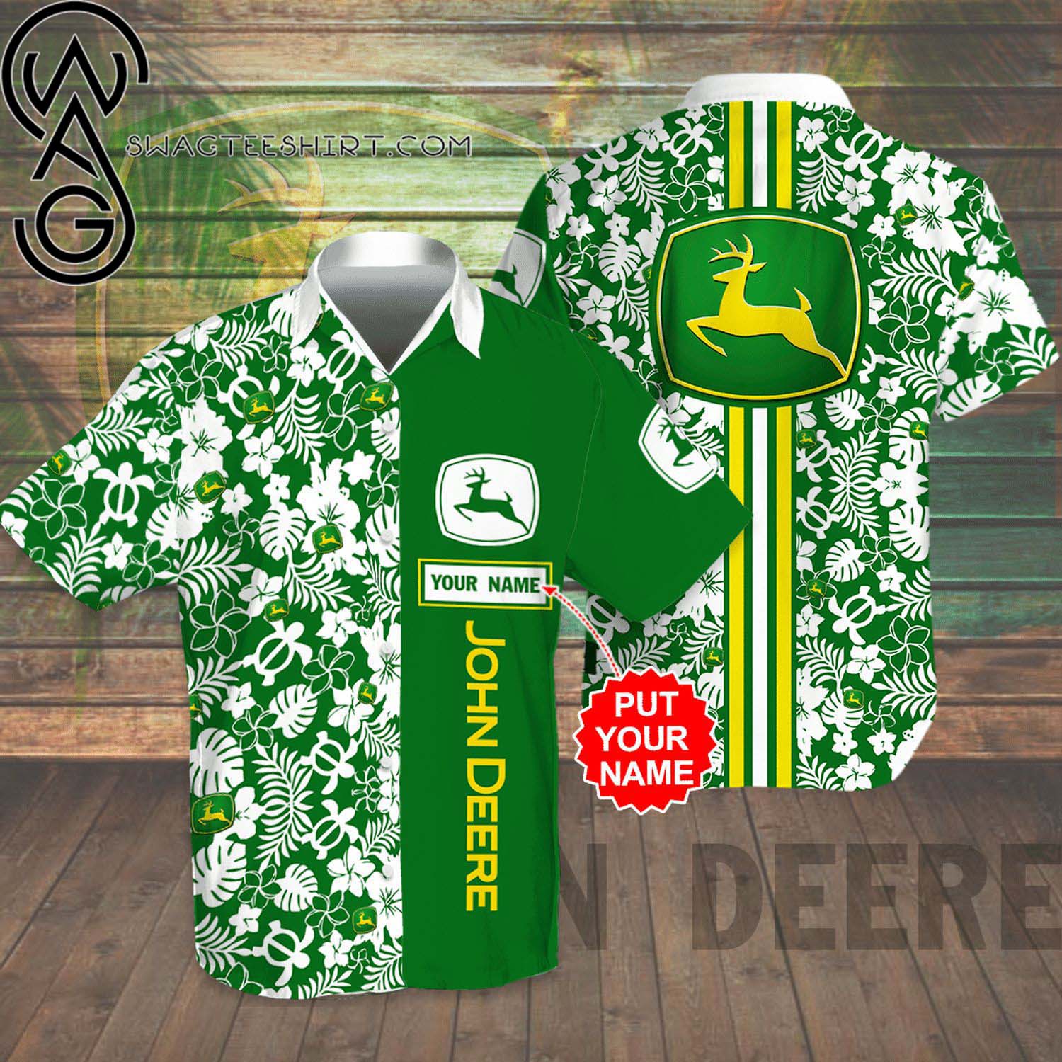 Custom John Deere All Over Print Summer Vacation Hawaiian Shirt And Beach Shorts