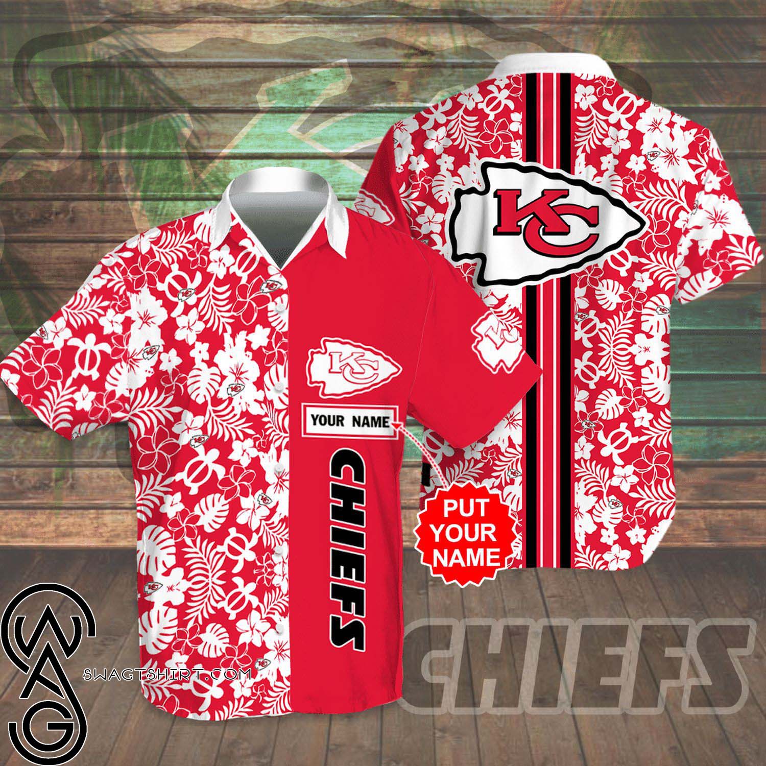 Custom Kansas City Chiefs All Over Print Summer Vacation Hawaiian Shirt And Beach Shorts