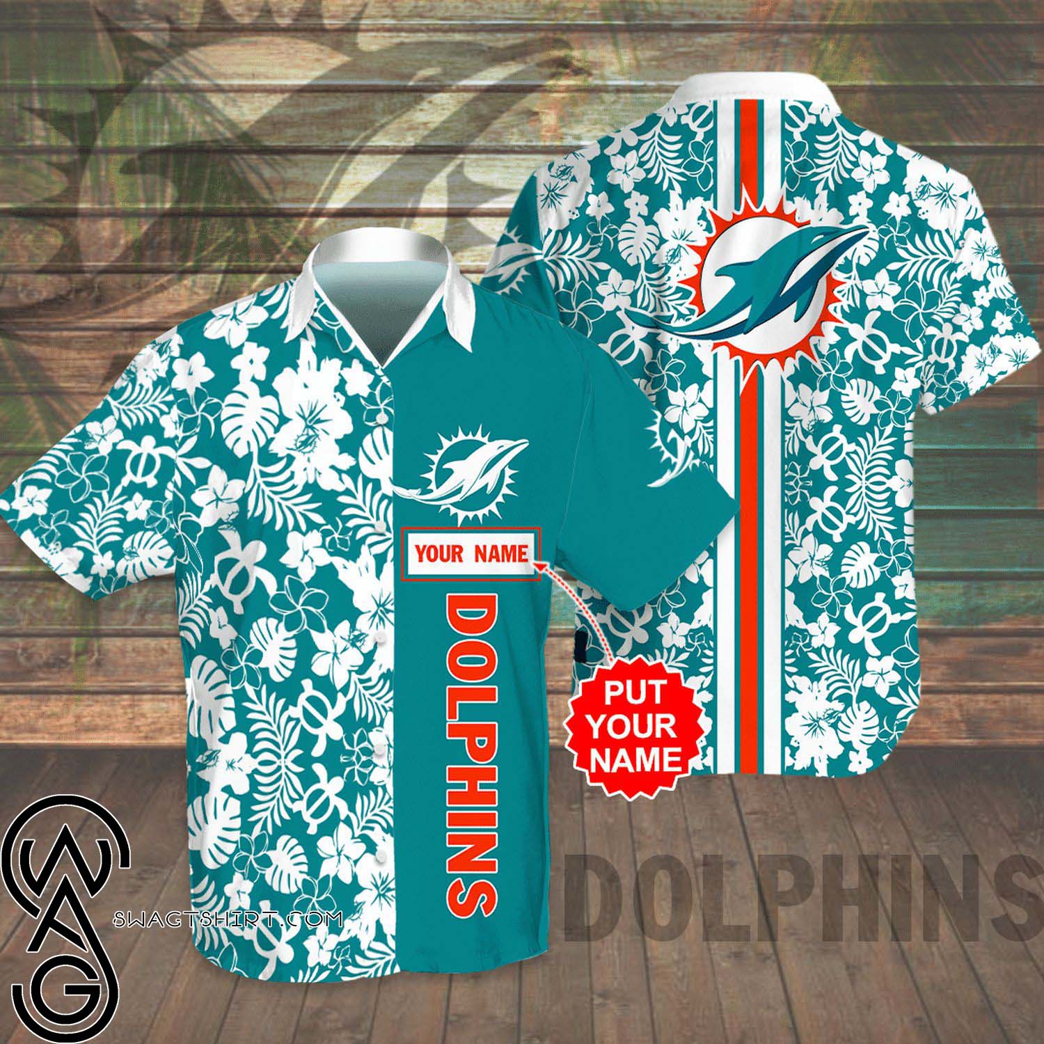 Custom Miami Dolphins All Over Print Summer Vacation Hawaiian Shirt