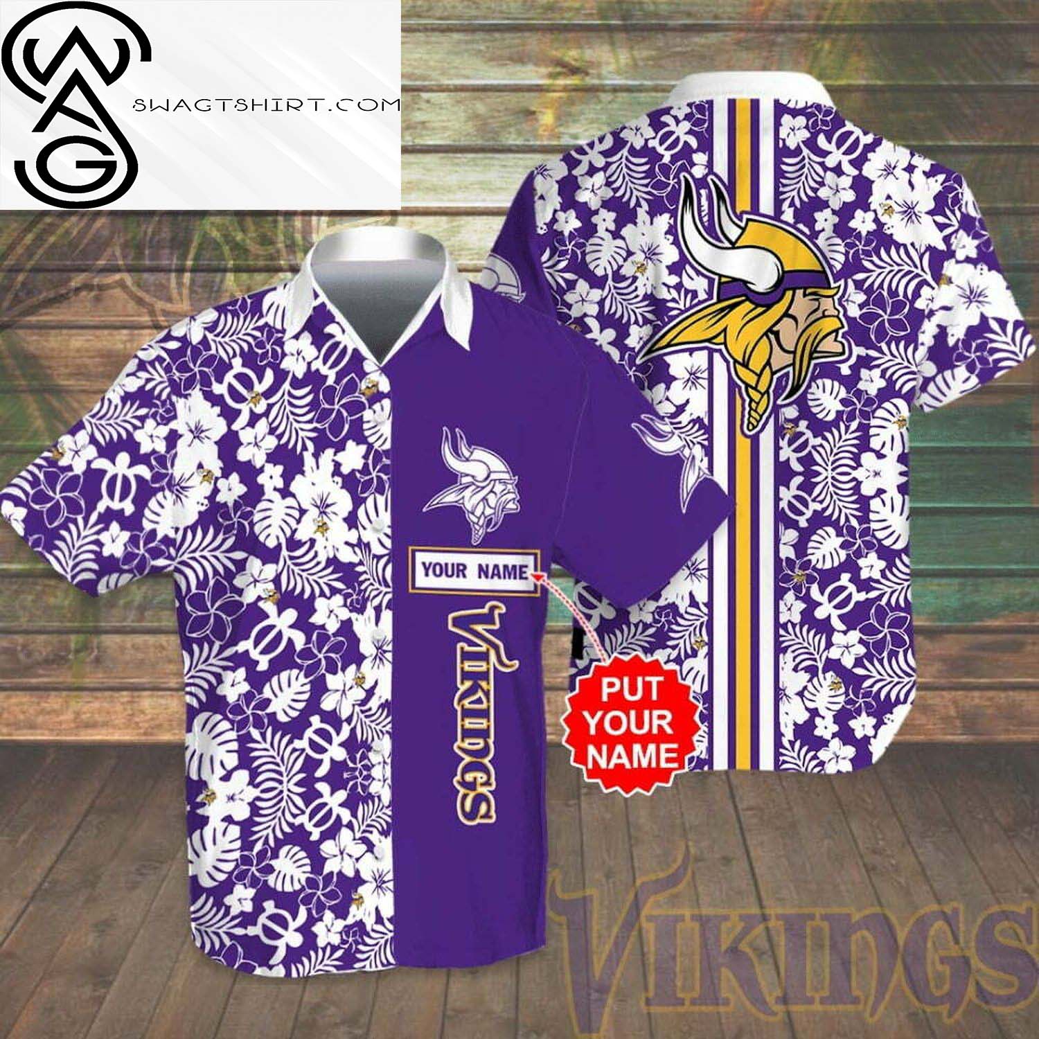 Custom Minnesota Vikings All Over Print Hawaiian Shirt And Beach Shorts