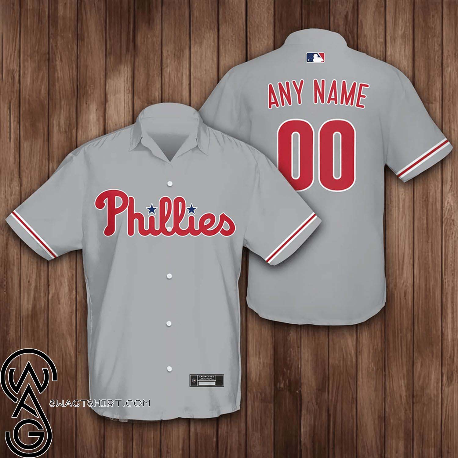 Custom Name and Number Philadelphia Phillies All Over Print Aloha Hawaiian Shirt