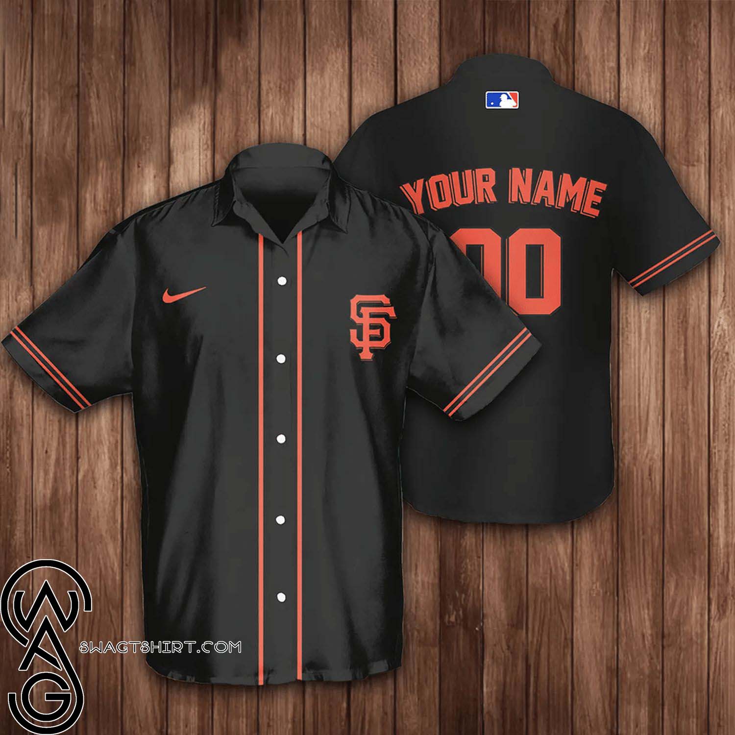 Custom Name and Number San Francisco Giants All Over Print Aloha Hawaiian Shirt