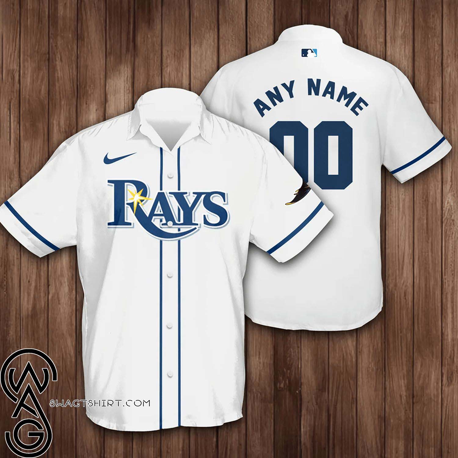 Custom Name And Number Tampa Bay Rays With Team All Over Print Aloha Hawaiian Shirt