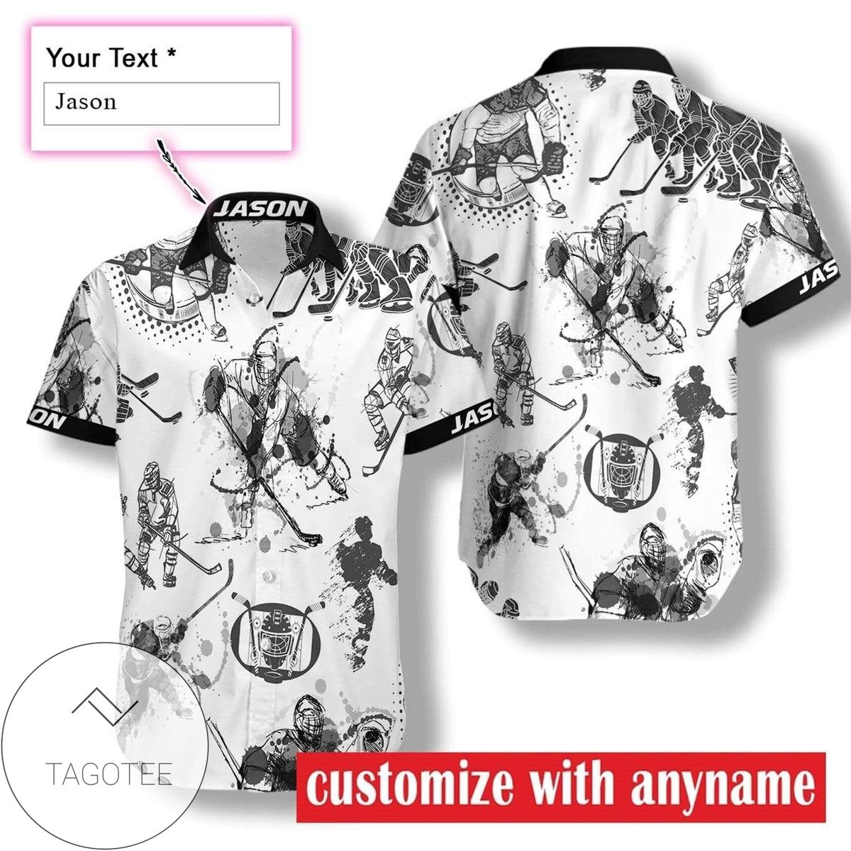 Custom Name Black And White Skull Unisex Hawaiian Aloha Shirts 160321h