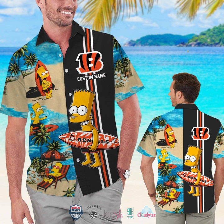 Custom Name Chicago Bears Bart Simpson Hawaiian Shirt