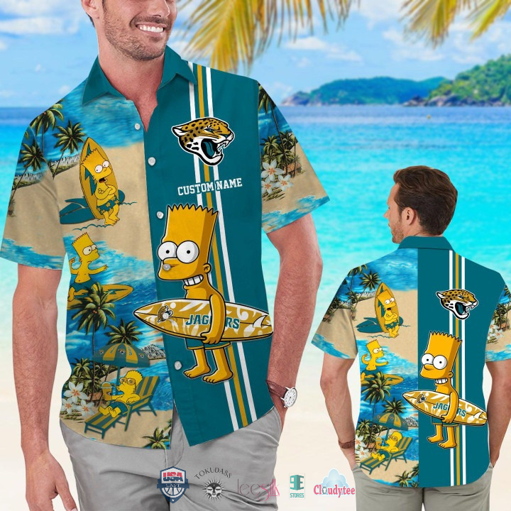 Custom Name Jacksonville Jaguars Bart Simpson Hawaiian Shirt