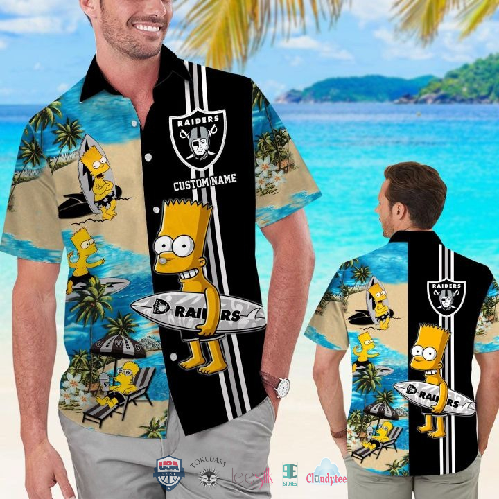 Custom Name Las Vegas Raiders Bart Simpson Hawaiian Shirt