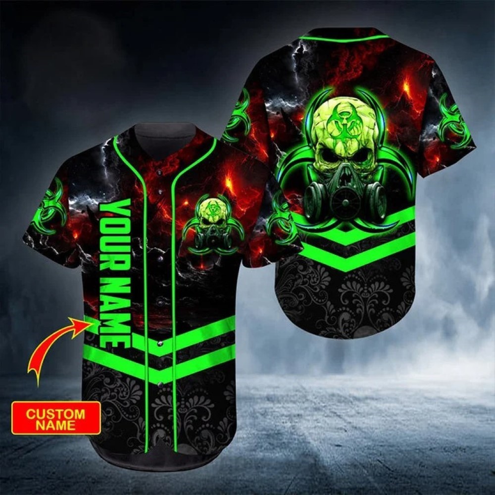 Custom Name Monster Green Skull Baseball Jersey – Dnstyles