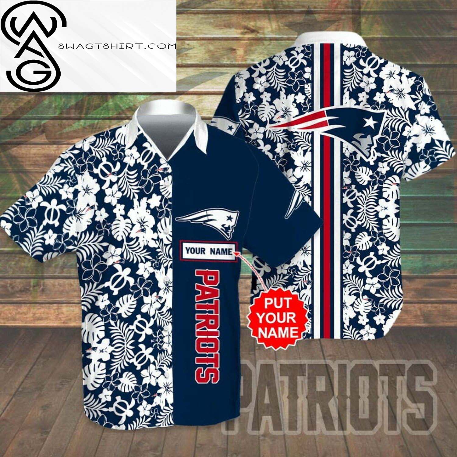 Custom New England Patriots All Over Print Hawaiian Shirt And Beach Shorts