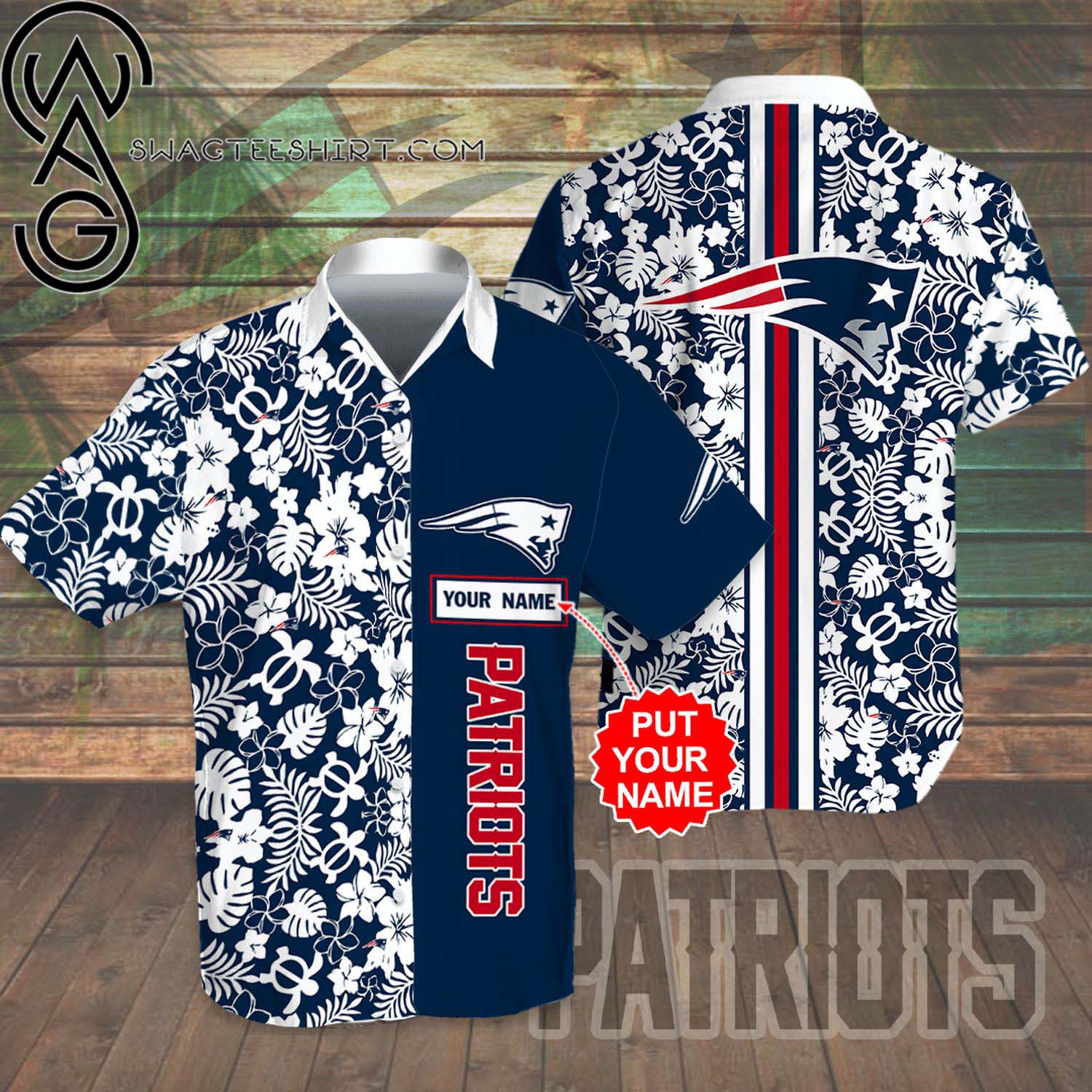 Custom New England Patriots All Over Print Hawaiian Shirt And Beach Shorts