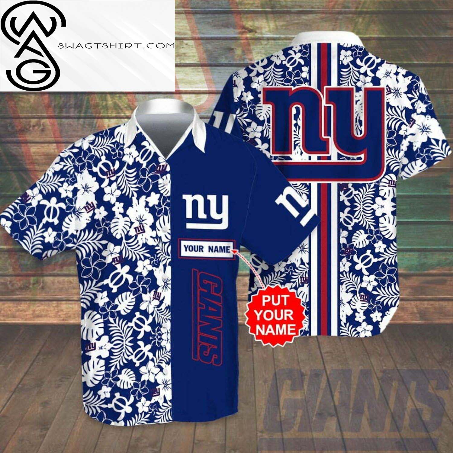 Custom New York Giants All Over Print Hawaiian Shirt And Beach Shorts