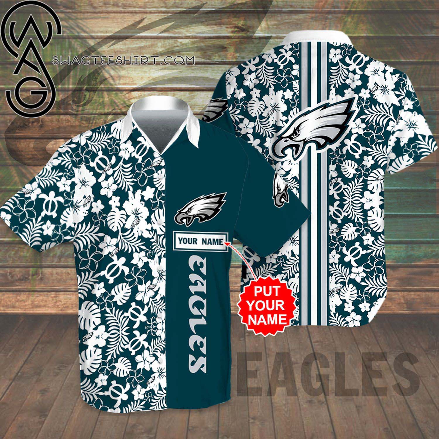 Custom Philadelphia Eagles All Over Print Summer Vacation Hawaiian Shirt And Beach Shorts