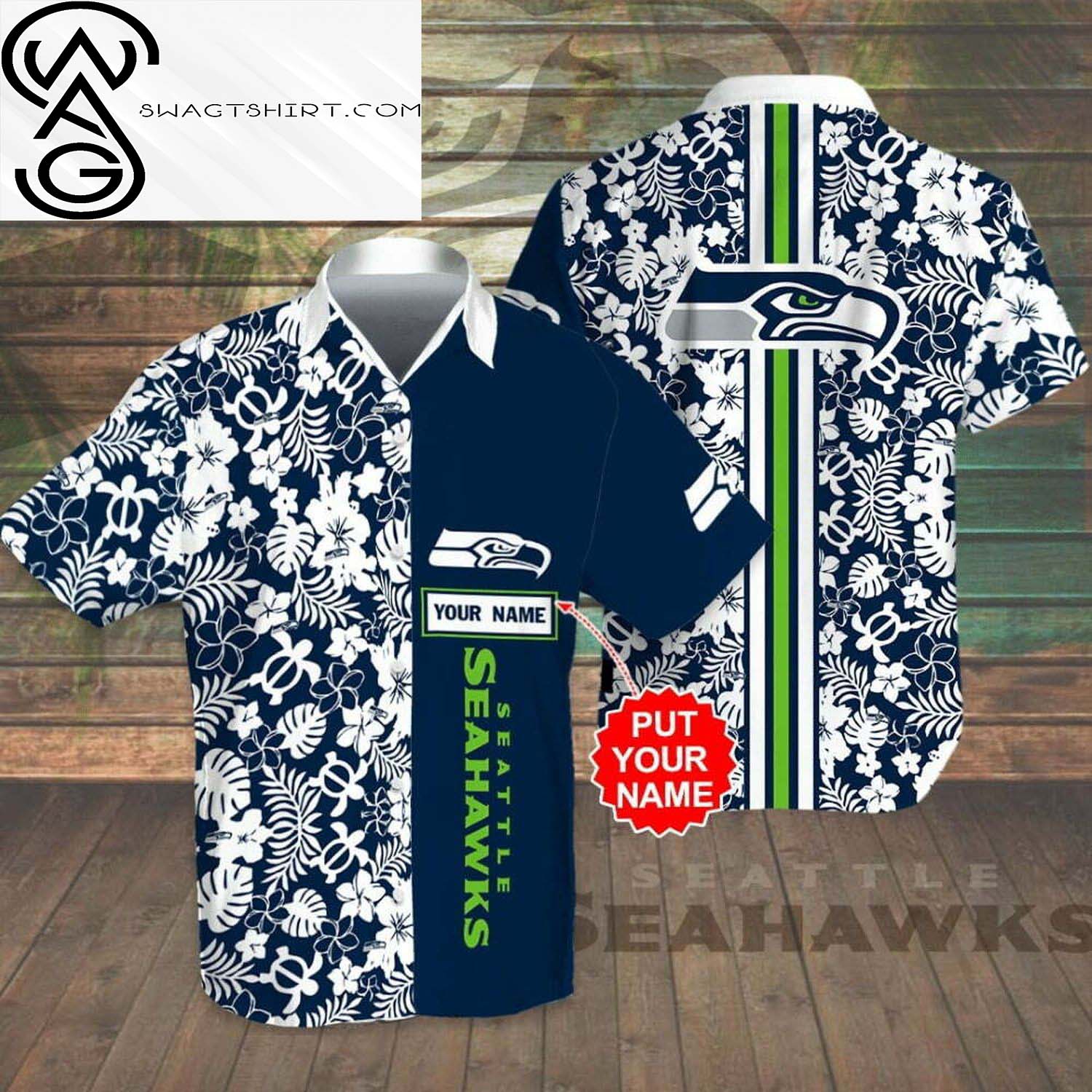 Custom Seattle Seahawks All Over Print Hawaiian Shirt And Beach Shorts