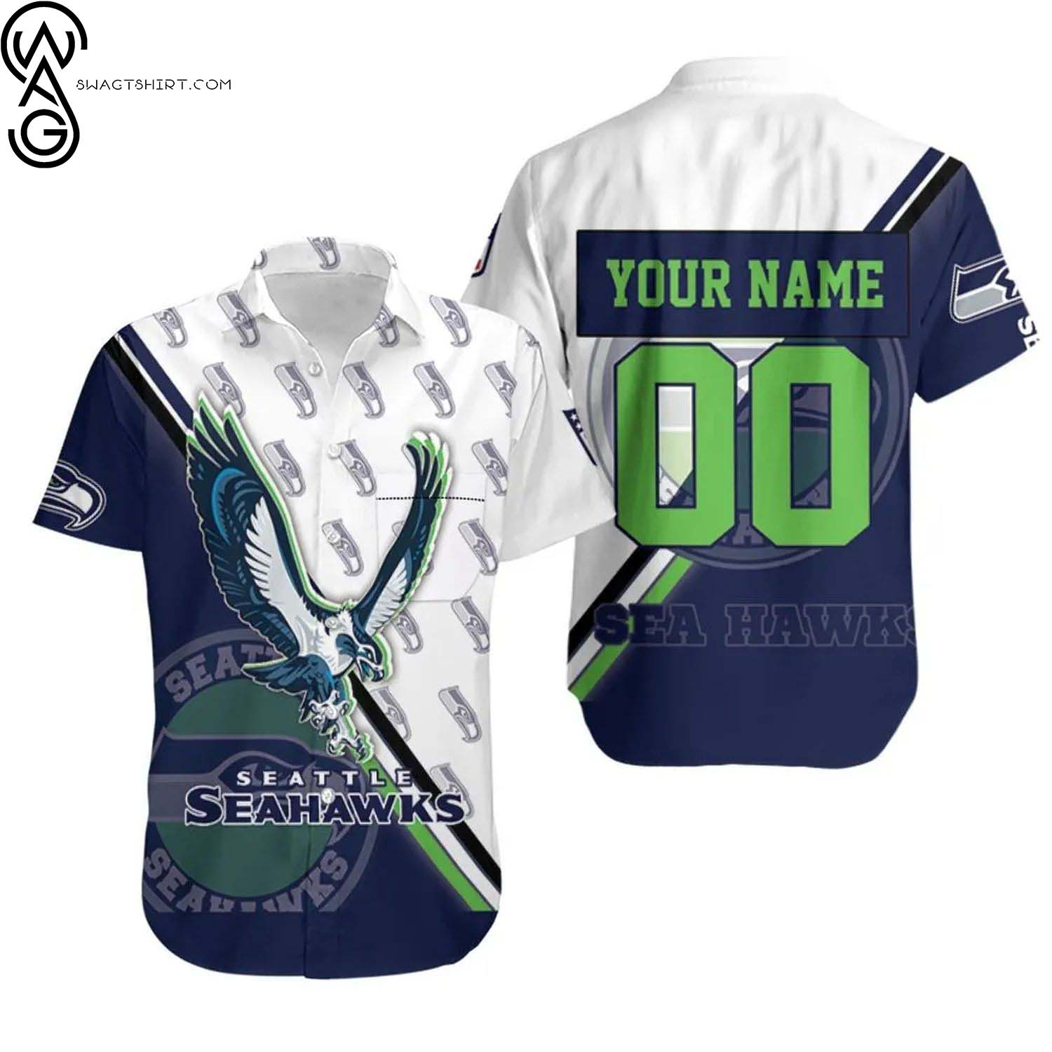 Custom Seattle Seahawks Logo Summer Aloha Hawaiian Shirt