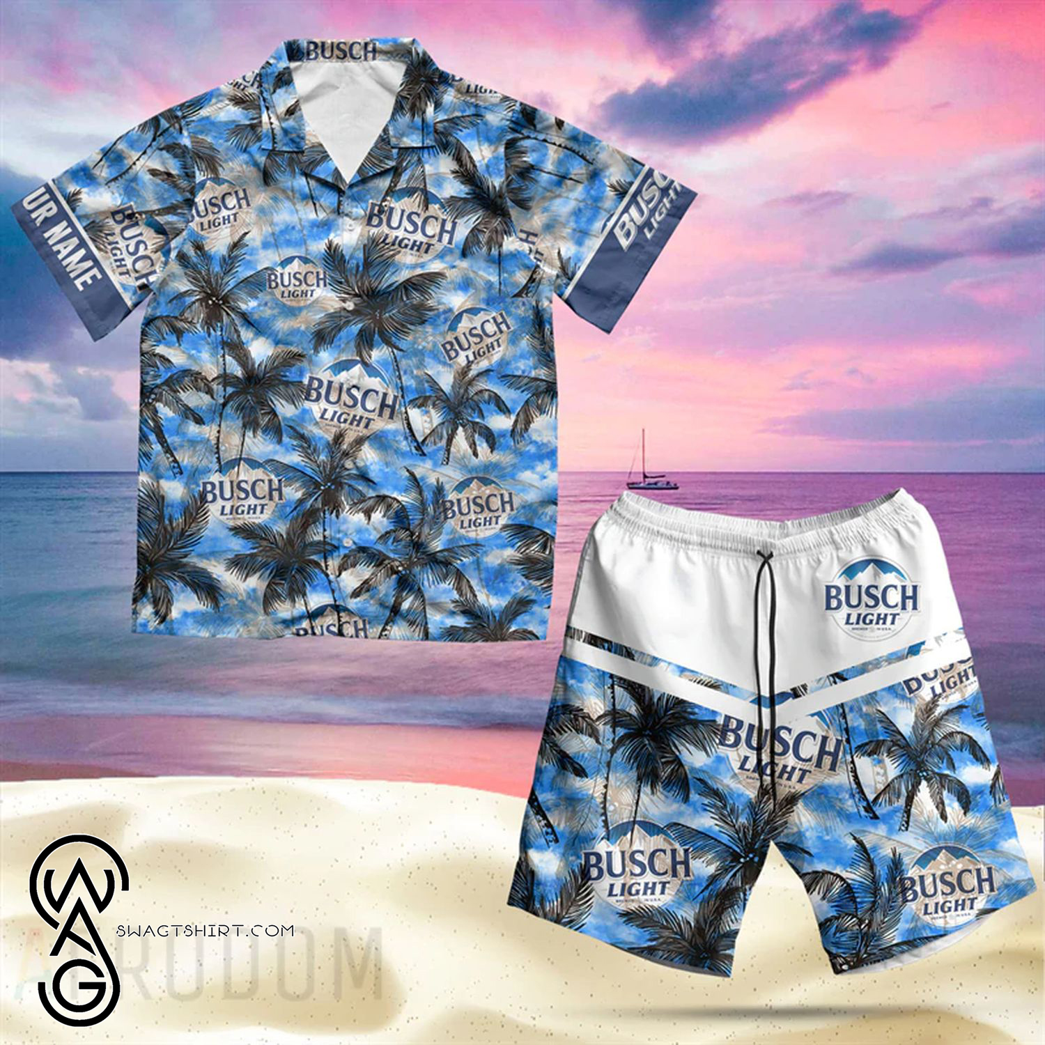 Custom Tropical Coors Light Beer Full Printing Hawaiian Shirt And Shorts Set