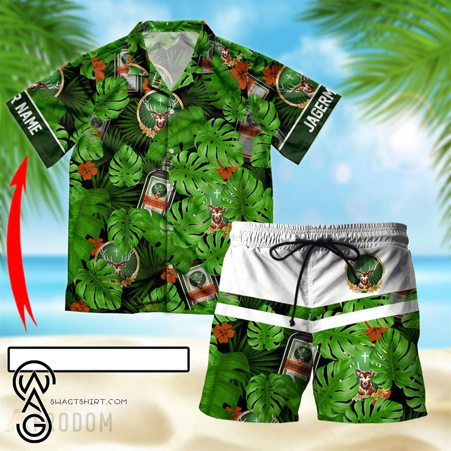 Custom Tropical Jameson Irish Whiskey Full Printing Hawaiian Shirt And Shorts Set