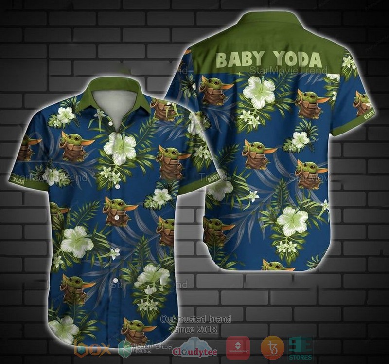 Cute Baby Yoda Star Wars Movie green Hawaiian Shirt