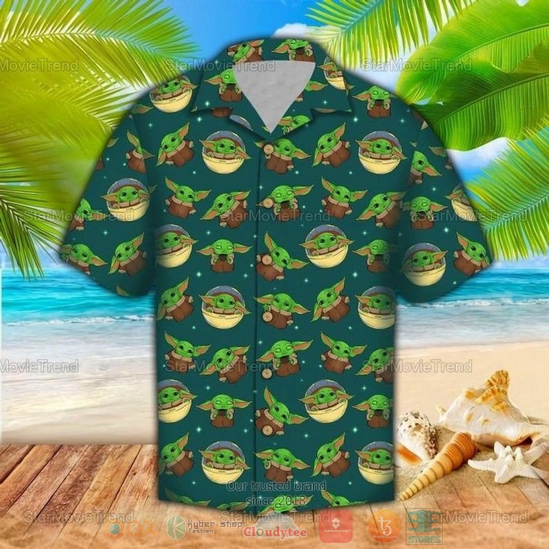 Cute Baby Yoda Hibicus Star Wars Movie Hawaiian Shirt