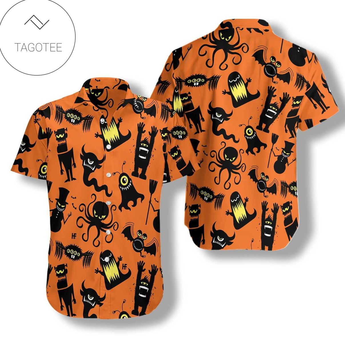 Cute Monster Silhouette Halloween Bigfoot Hawaiian Shirt