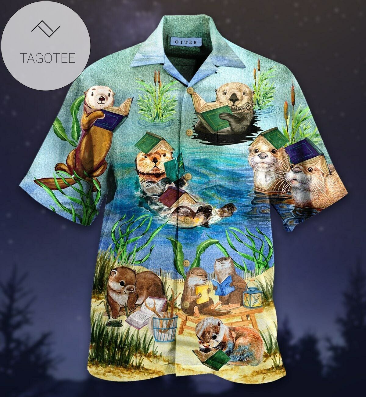 Cute Otter Reading Book 2022 Authentic Hawaiian Shirts #va