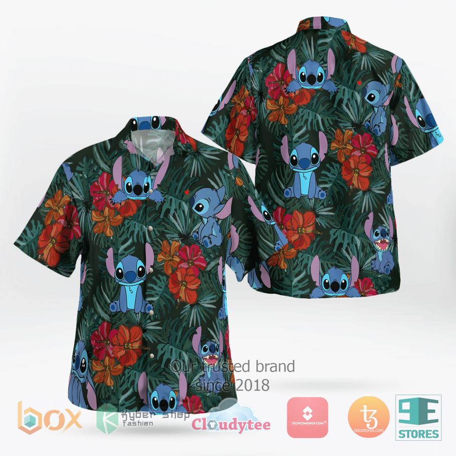 Cute Stitch Tropical Flower Hawaiian Shirt