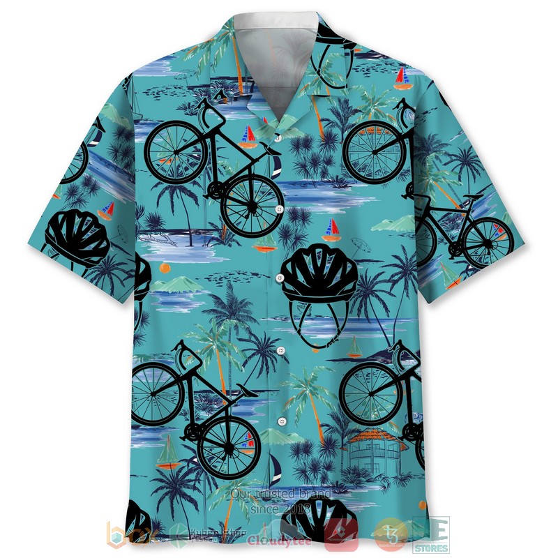 Cycling Blue Beach Hawaiian Shirt