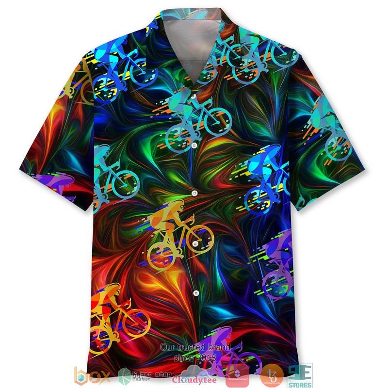 Cycling Blue Beach Hawaiian Shirt