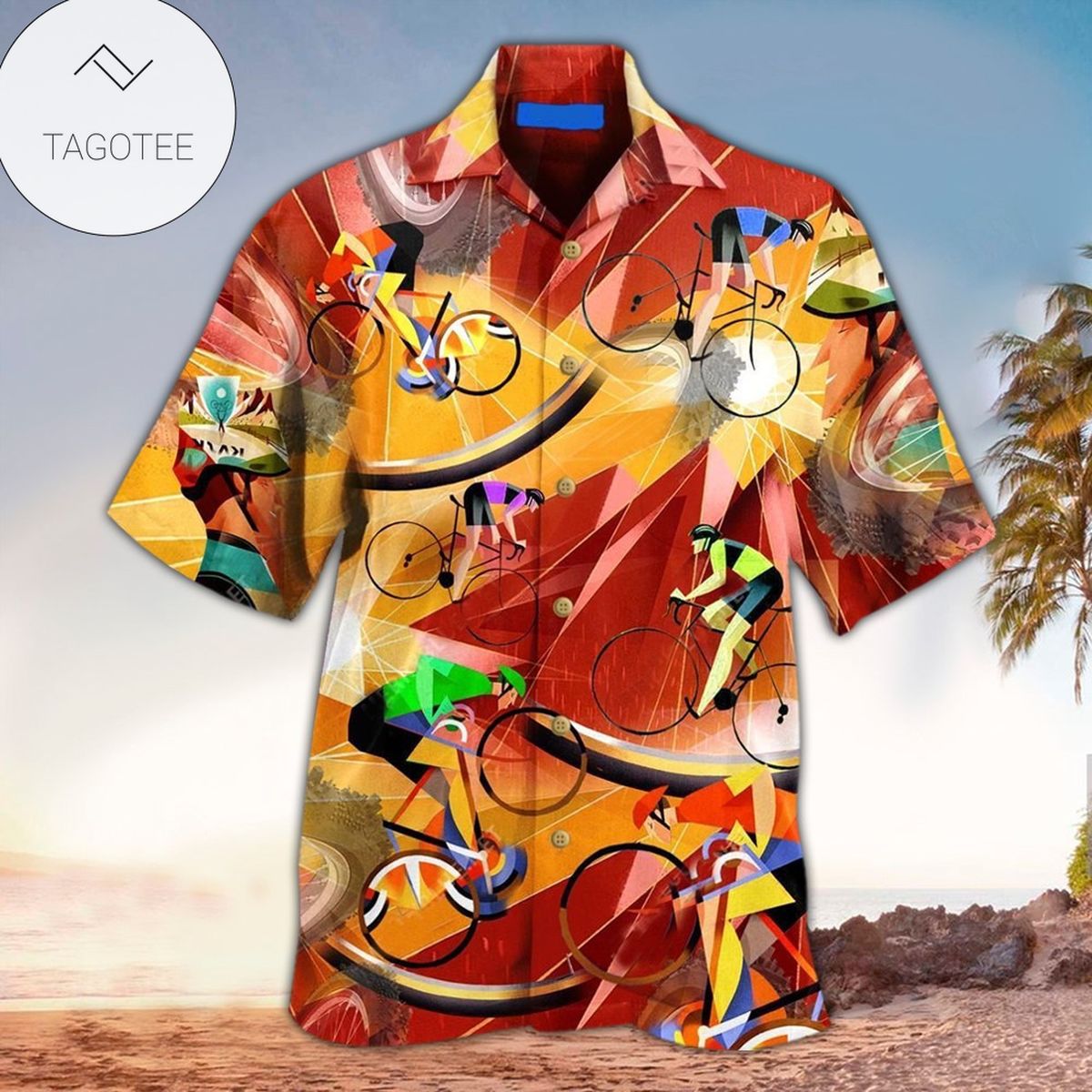 Cycling Hawaiian Shirt Cycling Button Up Shirt & Beach Short