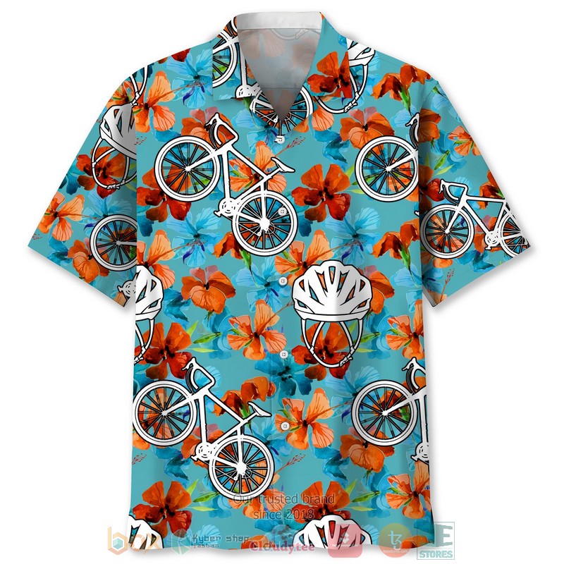 Cycling Orange Tropical Hawaiian Shirt