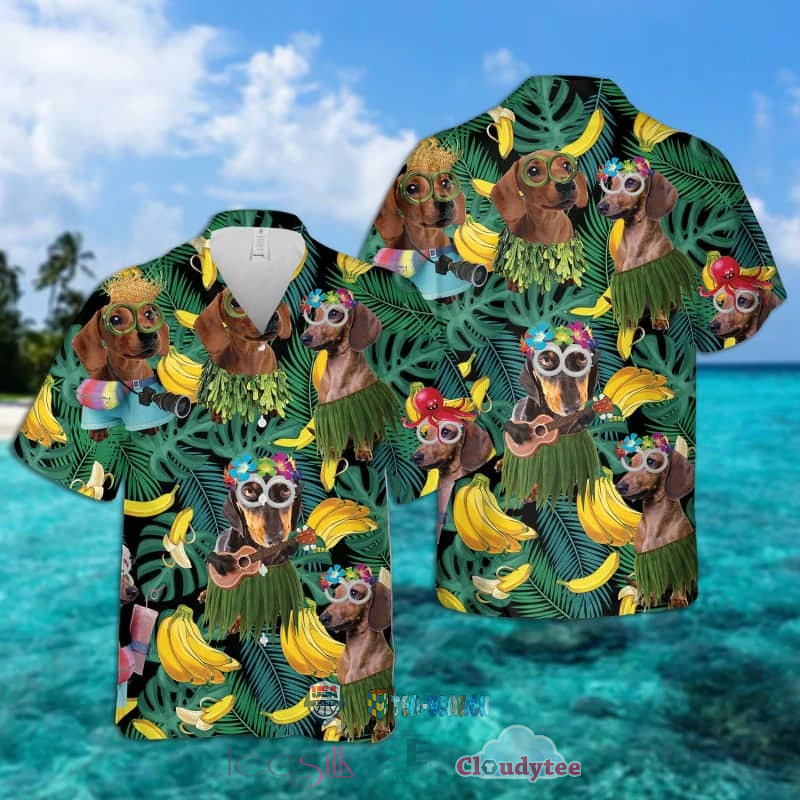 Dachshund Dog On Beach Hawaiian Shirt