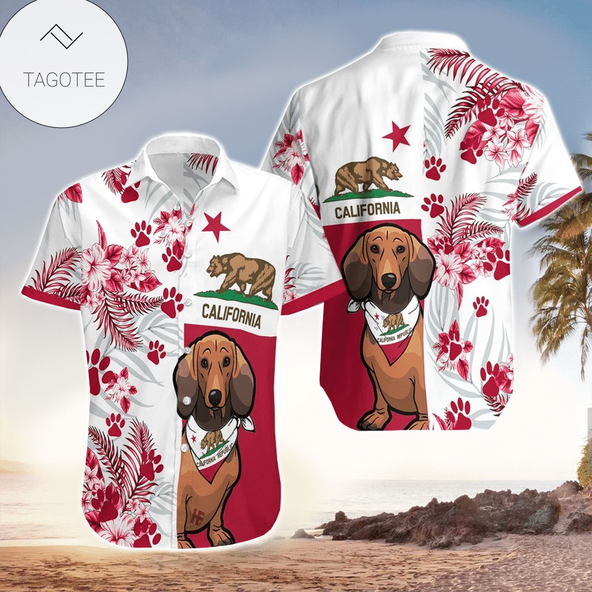 Dachshund Coffee Hawaiian Shirt 3d