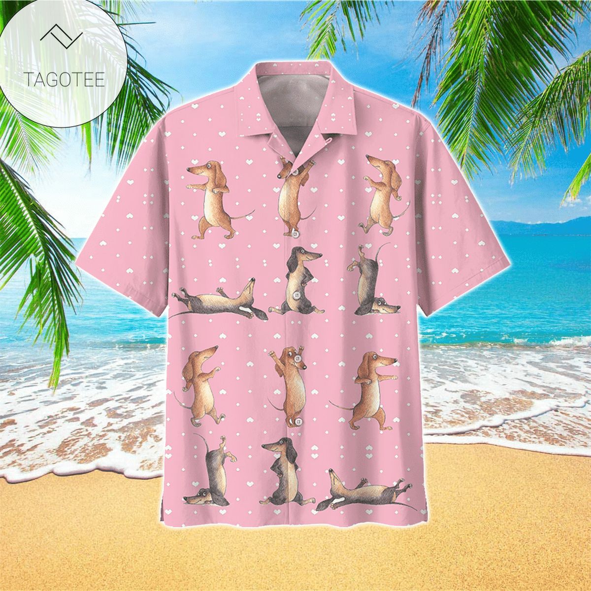 Dachshund California Flag Hawaiian Shirt