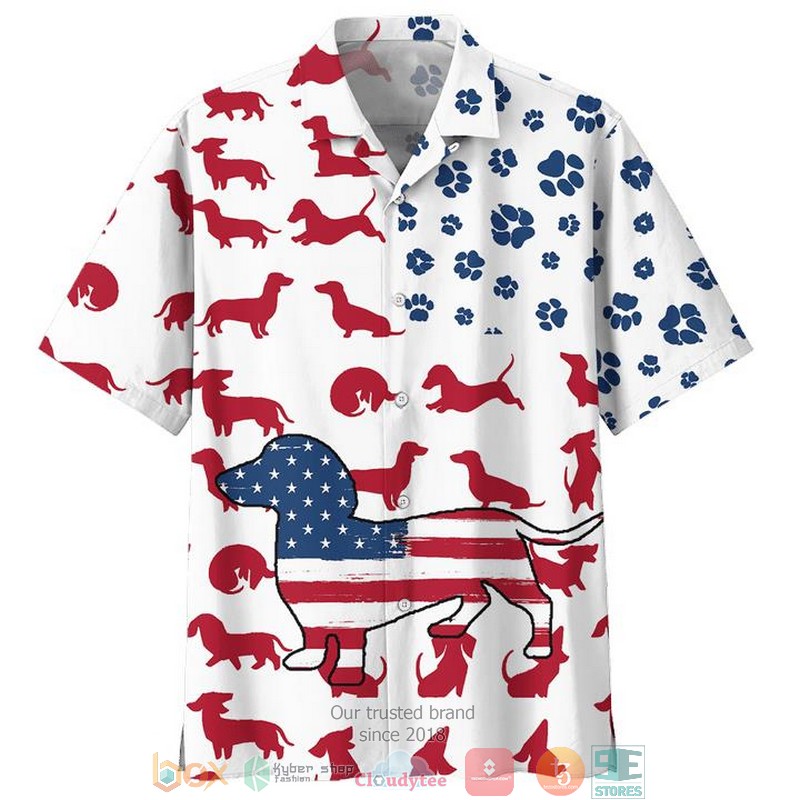 Dachshund Beach Retro Hawaiian Shirt